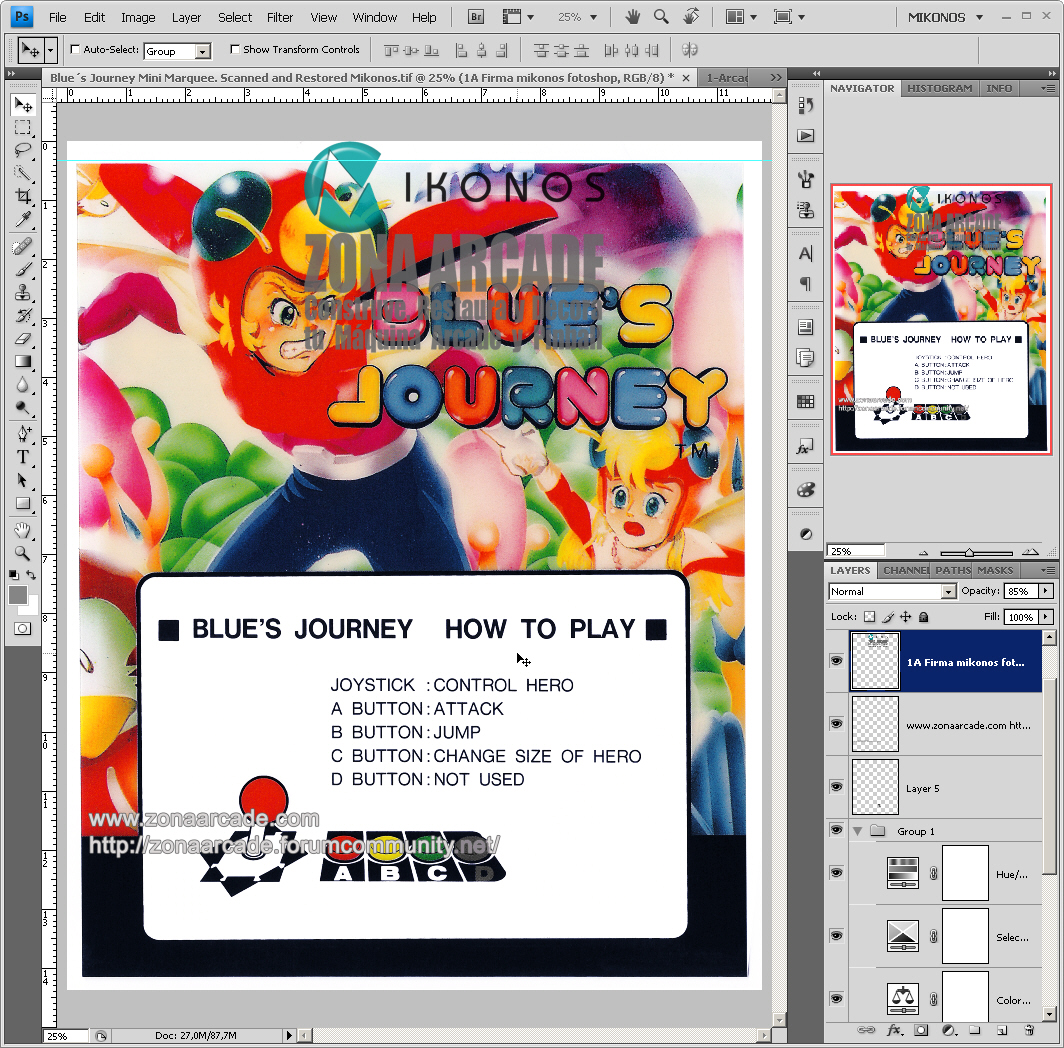 "BLUE´S JOURNEY MARQUEE" Scanned (600 dpi) and Restored. By Mikonos